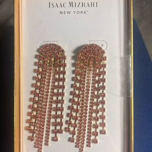 Isaac Mizrahi pretty pink chandelier post sparkling earrings. New w out tags